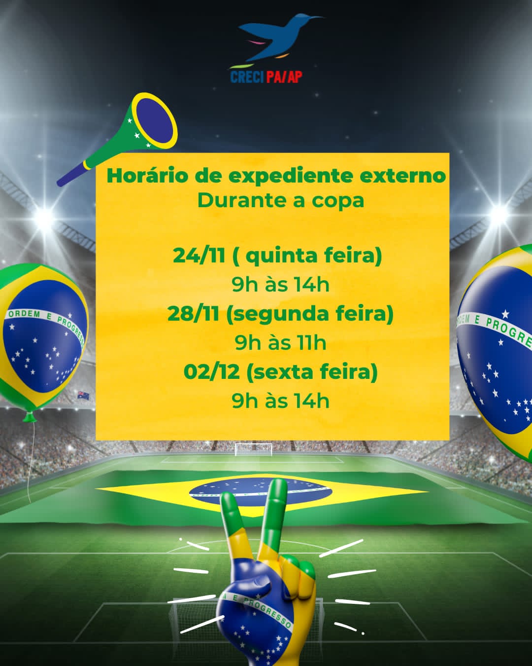 Confira o horário de atendimento externo em dias de jogos da Copa 2022